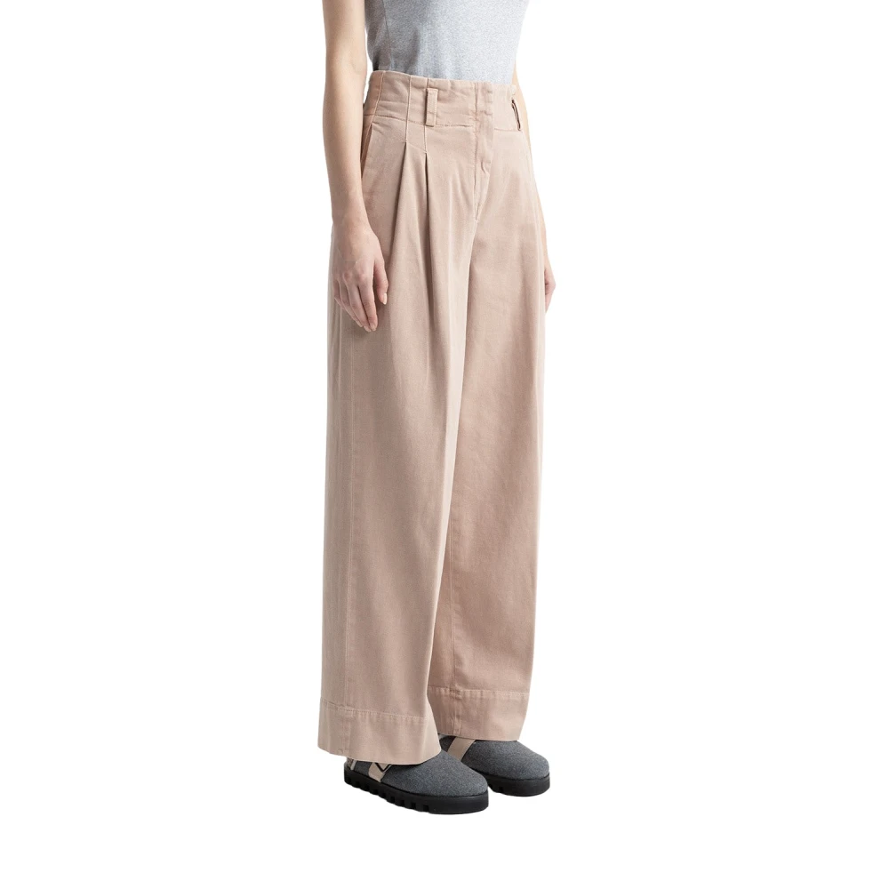 PESERICO Katoenen gabardine palazzo broek Pink Dames