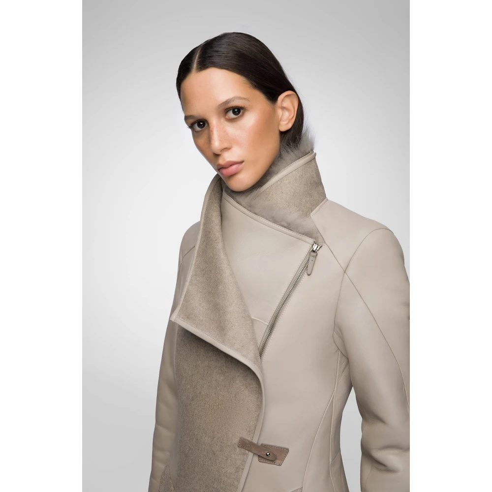 Vespucci by VSP Dione Niobe Shearling Coat Gray Dames