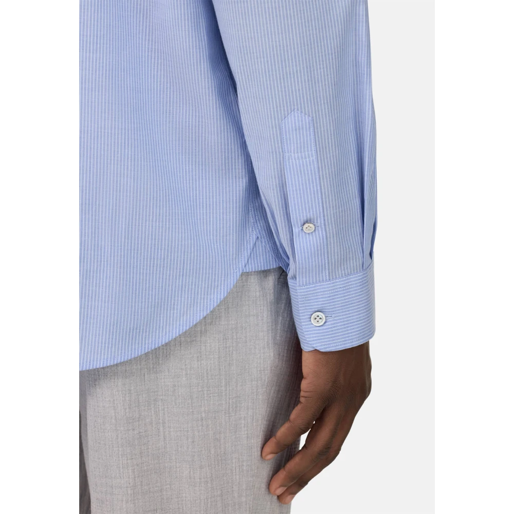 Boggi Milano Regular gestreept overhemd van poplin katoen Blue Heren