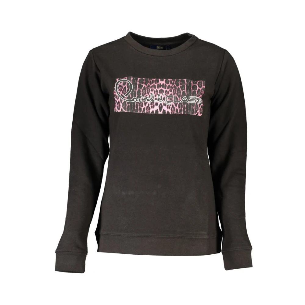 Cavalli Class Zwarte Katoenen Sweatshirt met Print Logo Black