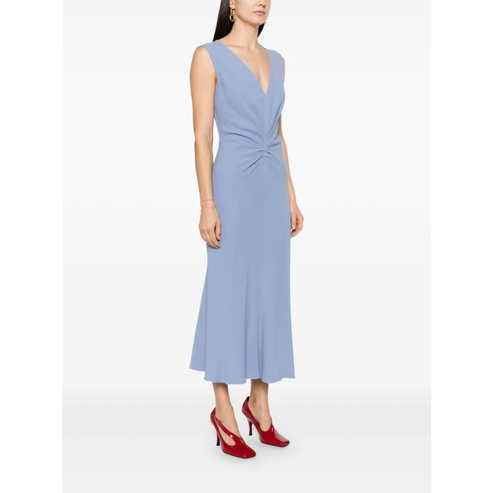 Victoria Beckham Elegante Poederblauwe Jurk Blue Dames