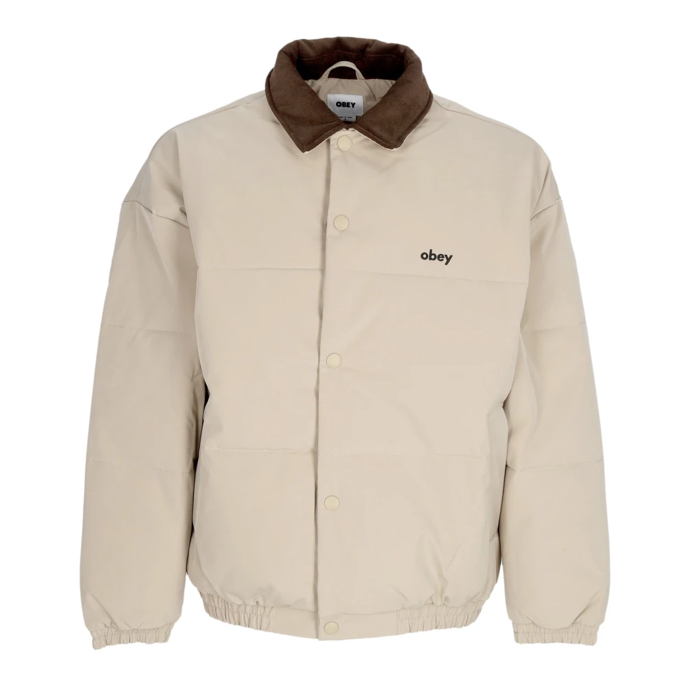 Obey Fluweel Kraag Veer Grijs Jas Gray Heren