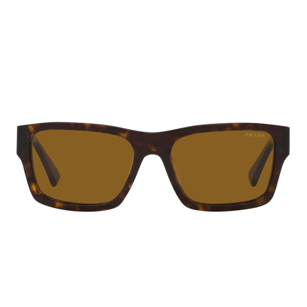 Prada Rektangulära solglasögon med sköldpaddsram och bruna linser Brown, Unisex