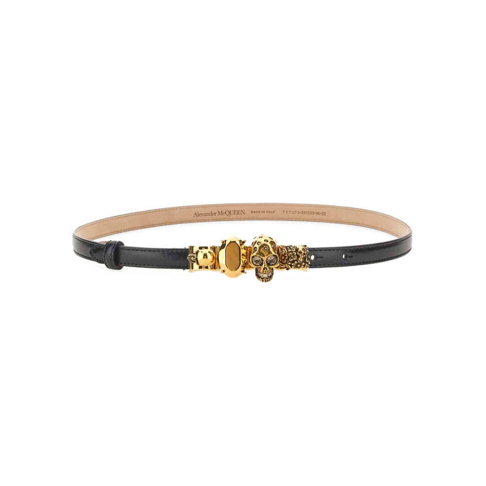 Alexander mcqueen Knuckle Riem van Zwart Leer Black Dames