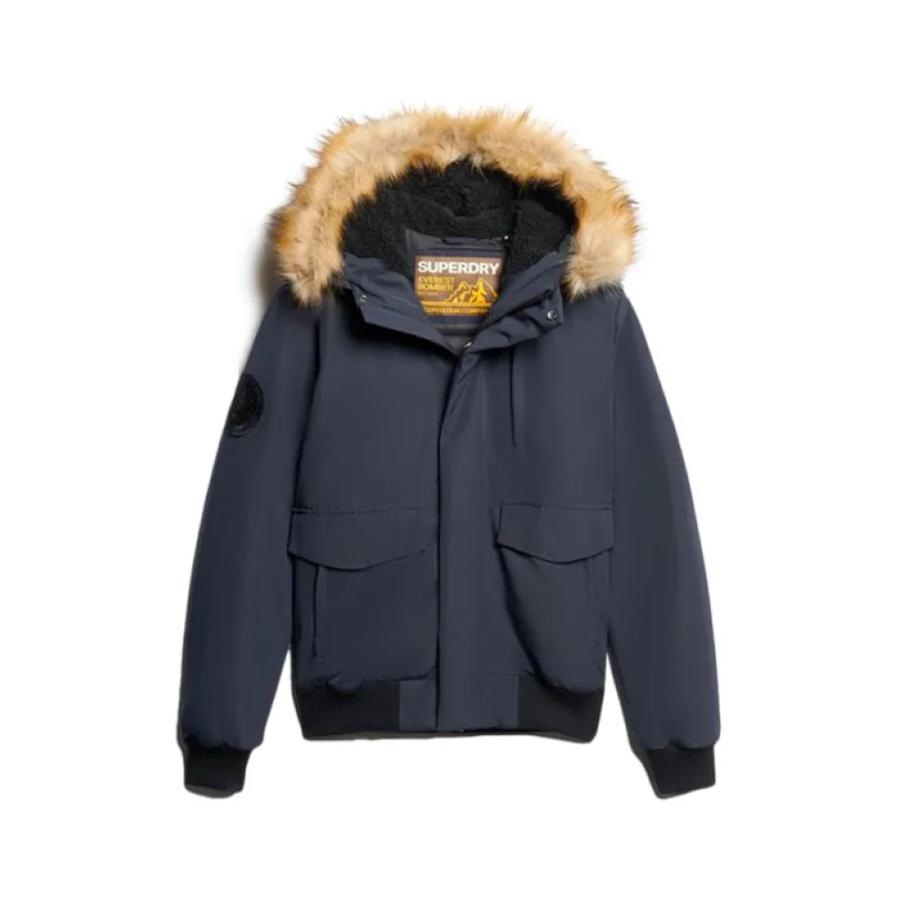 Superdry Mannelijk Blauw Jassen Heren, L, Polyester, Everest Donsjas