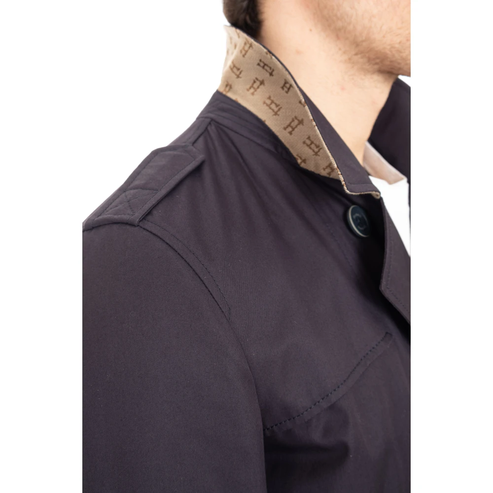 Herno Blauwe katoenen trenchcoat Blue Heren