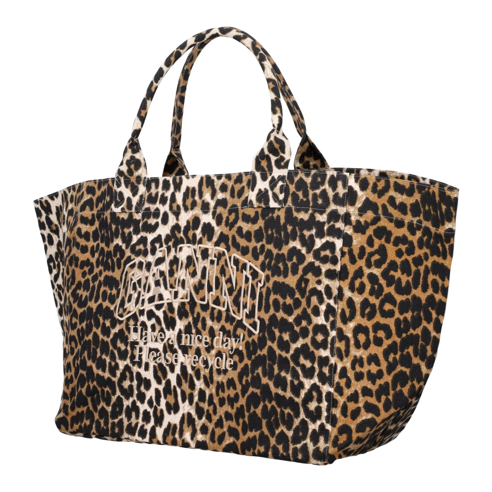 Ganni Luipaardprint Shopper Tas Brown Dames