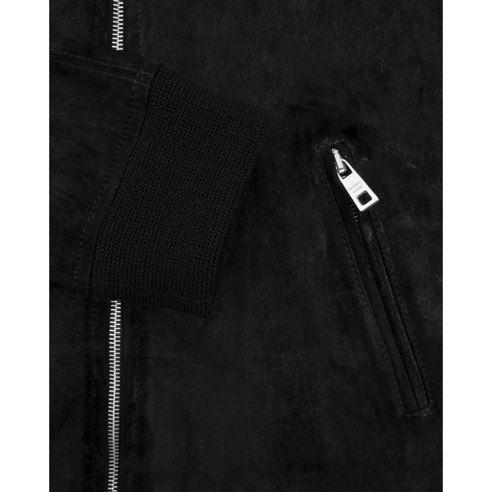 Giorgio Brato Zwarte Hooded Leren Jas Black Heren