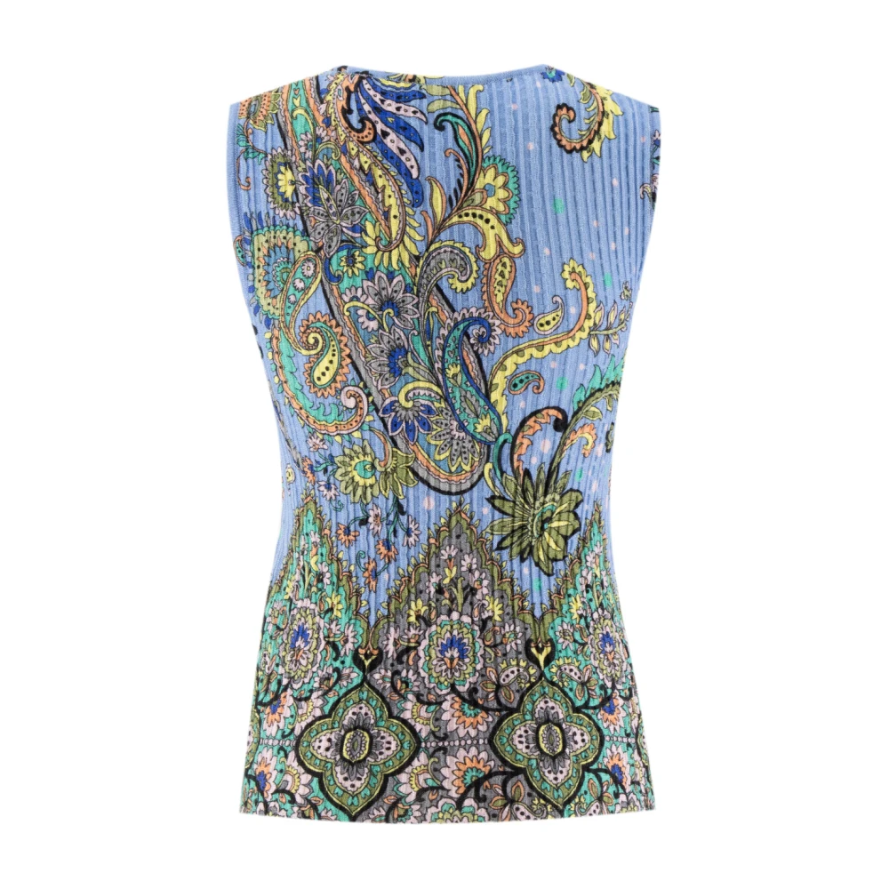 ETRO Bloemen Geometrische Geribbelde Gebreide Top Multicolor Dames
