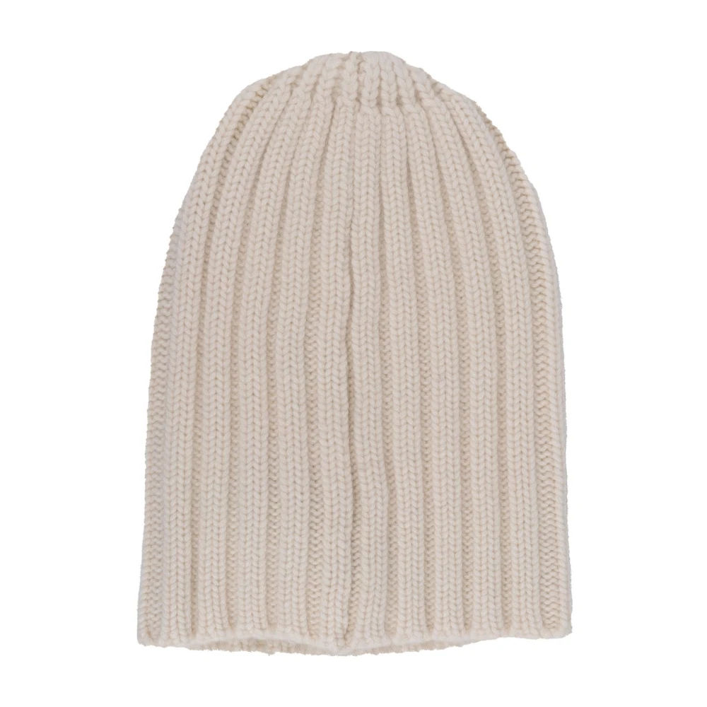 Laneus Geribbelde Cashmere Unisex Hoed Beige Dames