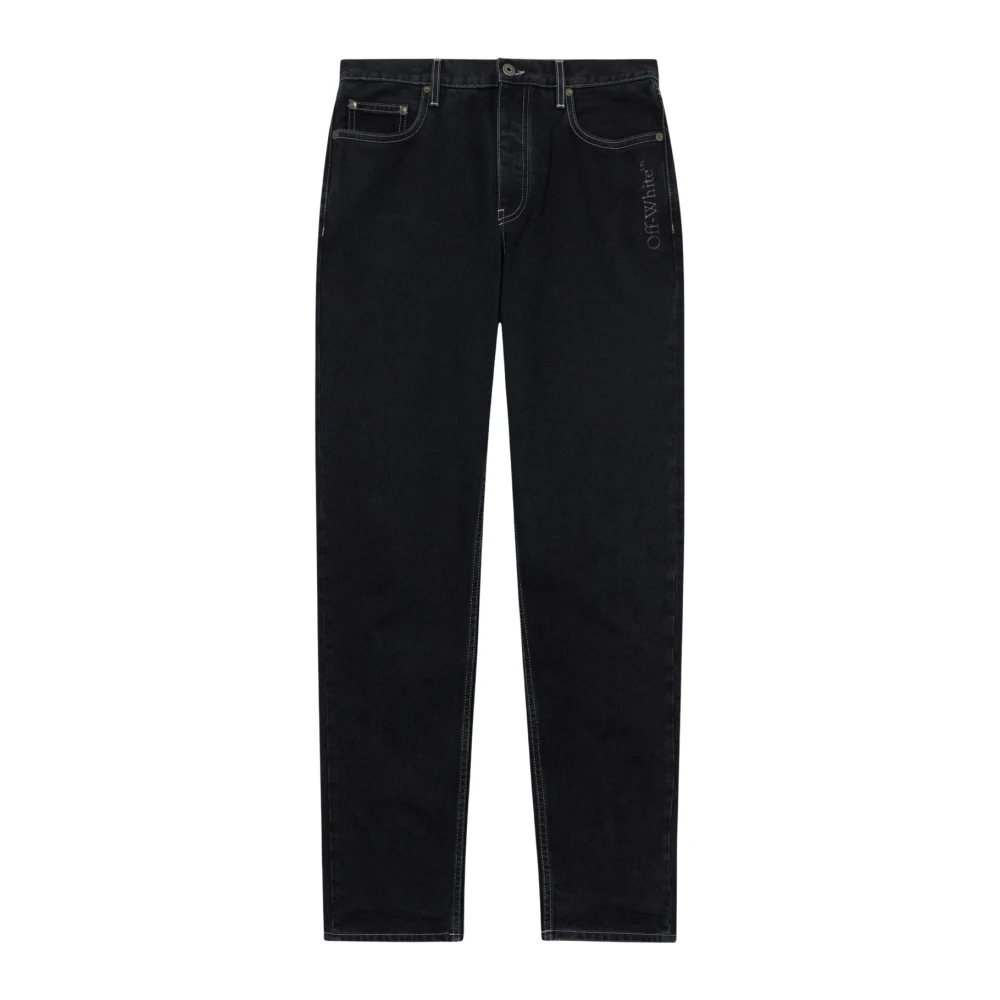 Off White Men's Black Straight Fit Jeans, W30, Half Arrow Jeans