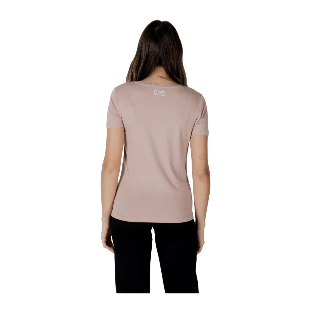 Emporio Armani EA7 Roze Ronde Hals T-Shirt voor Vrouwen Pink Dames