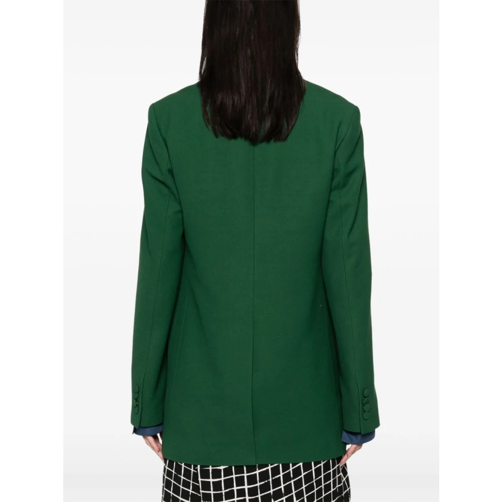 Dries Van Noten Wollen Single-Breasted Jas Green Dames
