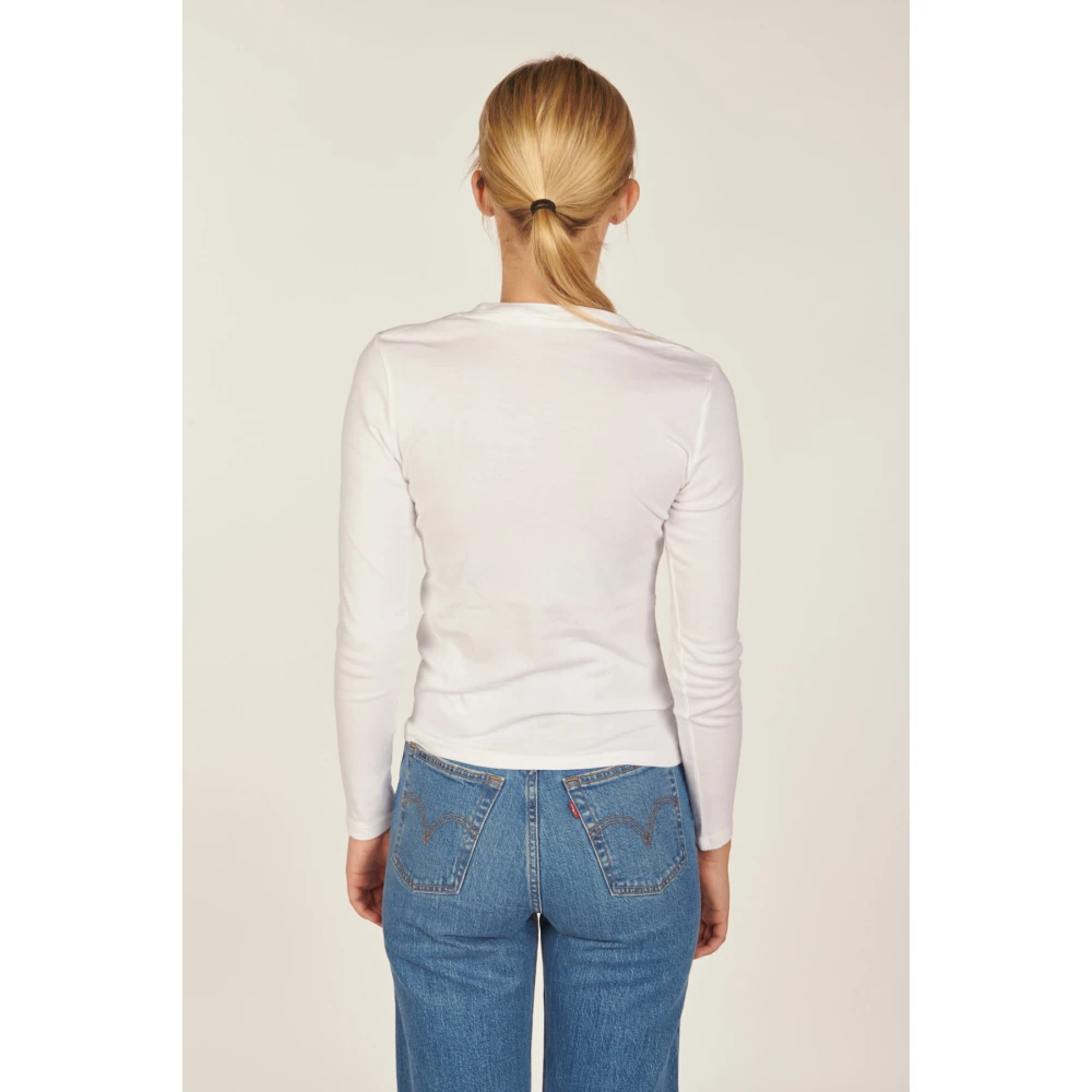 Levi's Witte longsleeve baby tee met choker detail White Dames