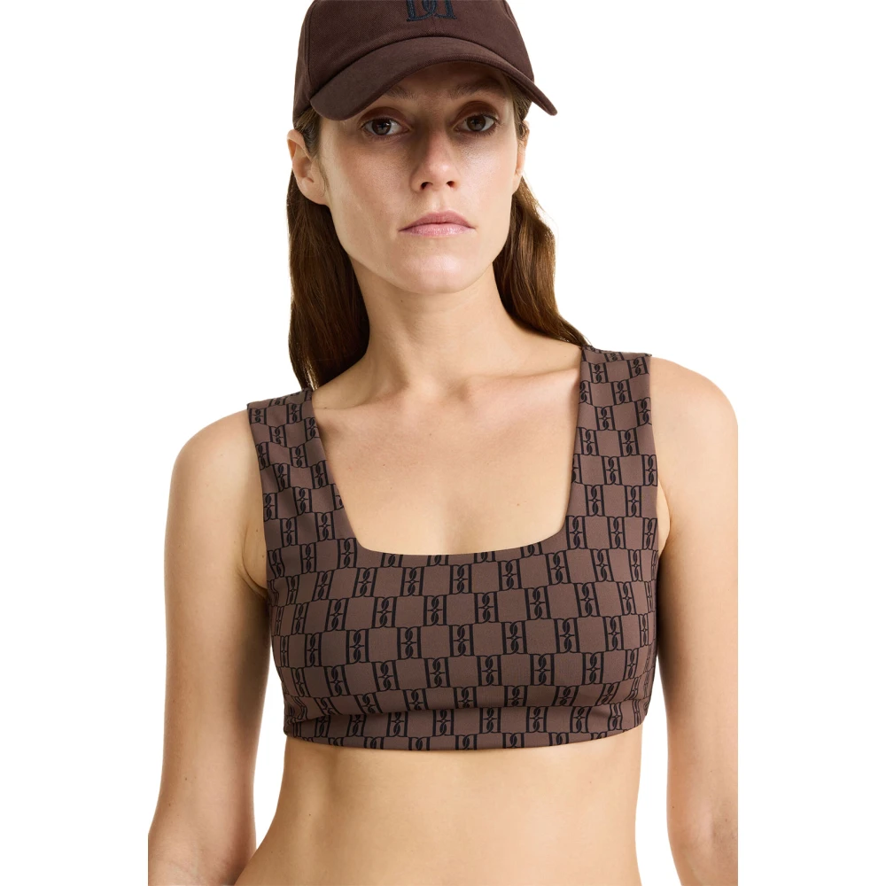 By Malene Birger Sportieve Logo-Gebreide Crop Top By Herenne Birger Brown Dames