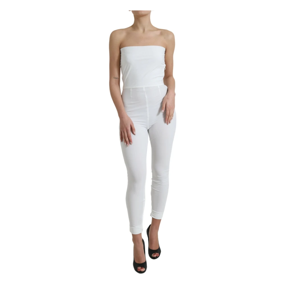 Dolce & Gabbana Women's White Elegant Strapless Jumpsuit Dress