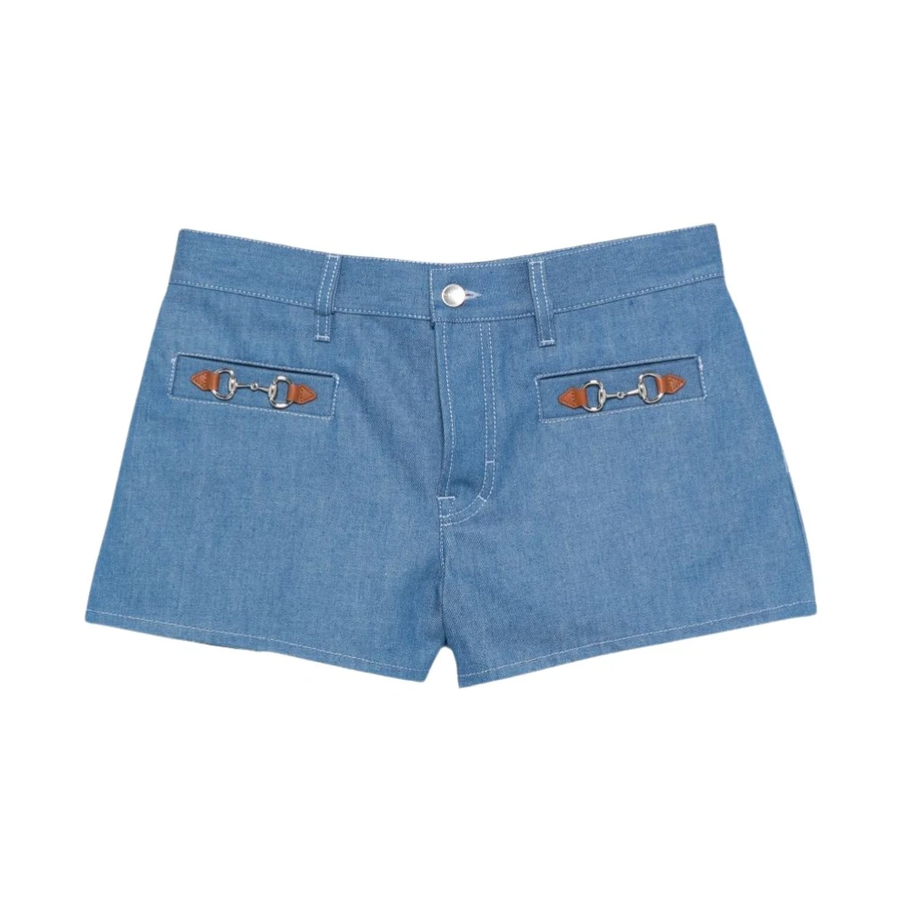Gucci Women's Blue Denim Shorts, W28, Denim Cotton Shorts