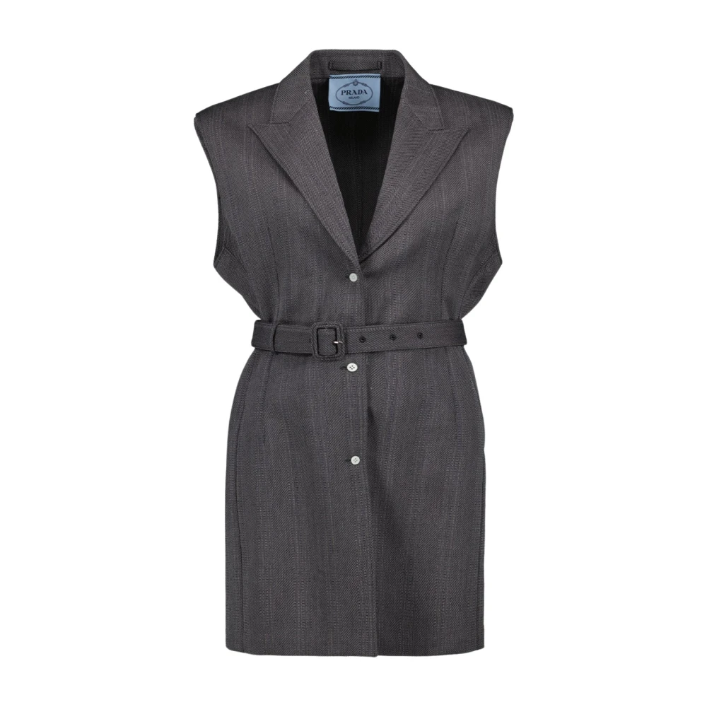 Prada Women's Gray Waistcoats, Xs, Sleeveless Vest