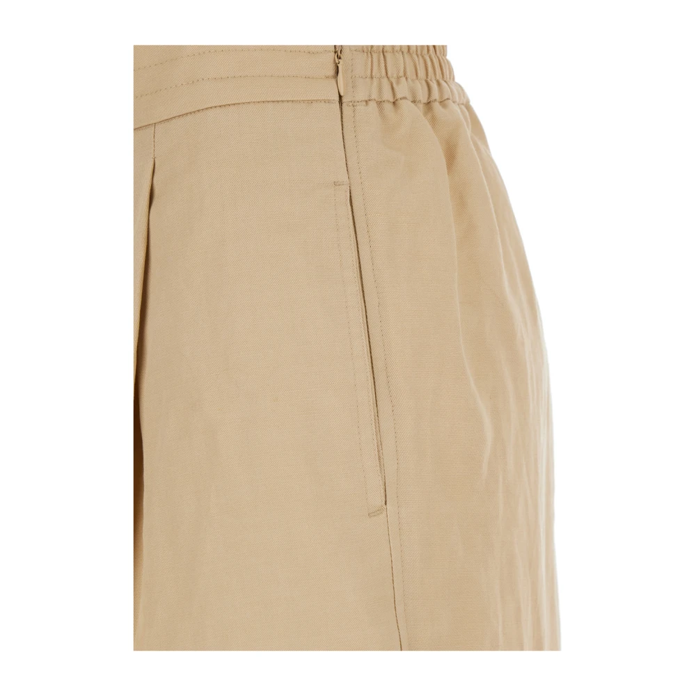 Twinset Beige Palazzo Broek Elastische Taille Wolmix Beige Dames