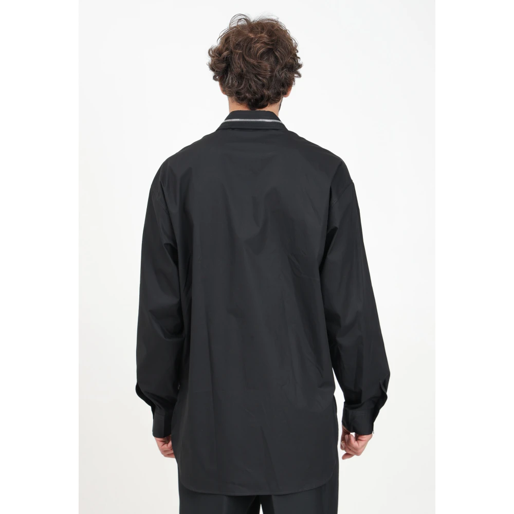 Versace Jeans Couture Elegante Zwarte Shirt met Rits Kraag Black Heren