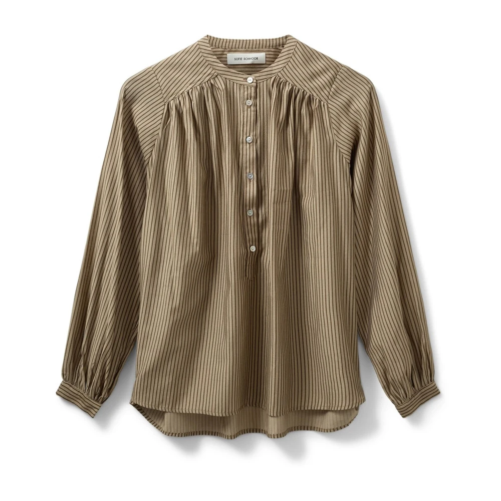 Sofie Schnoor Bruin Gestreepte Overhemdblouse Ayosw Model Yellow Dames