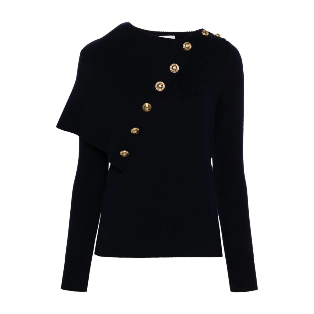 Paco Rabanne Navy Merino Wol Trui Elegant Blue Dames