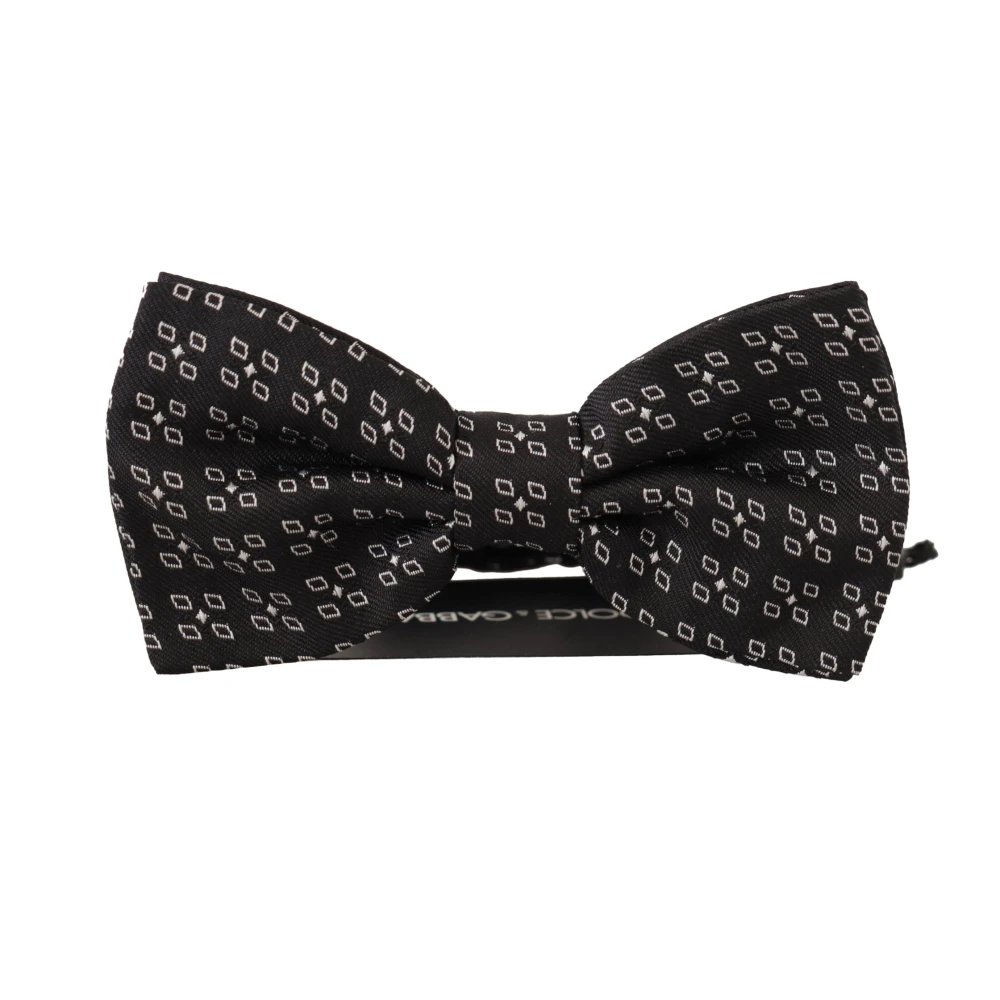 Dolce & Gabbana Svart Vit Polka Dot Siden Hals Papillon Slips Black, Herr