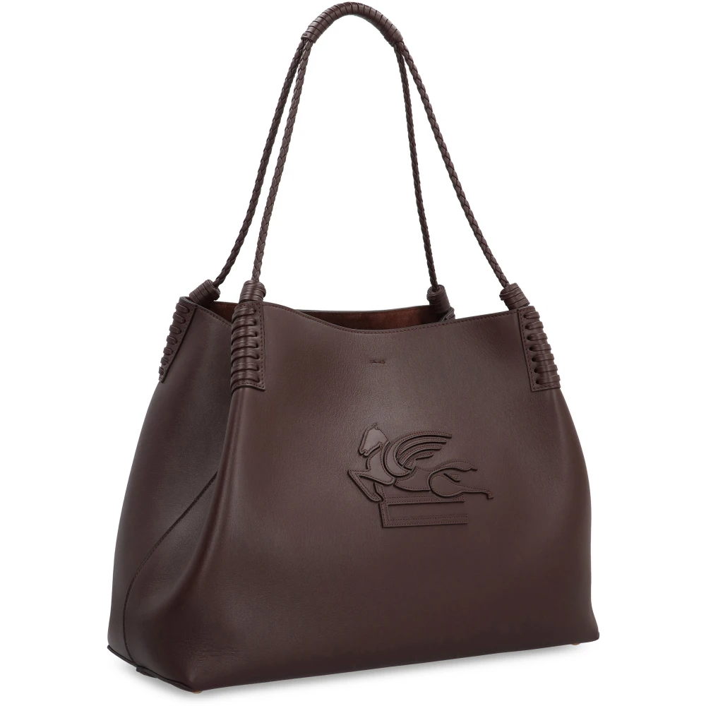 ETRO Leren Tote met Metalen Sluiting Brown Dames