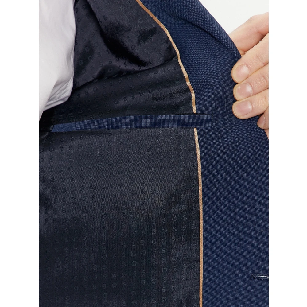 Hugo Boss Blauw Wolmix Slim Fit Pak Blue Heren