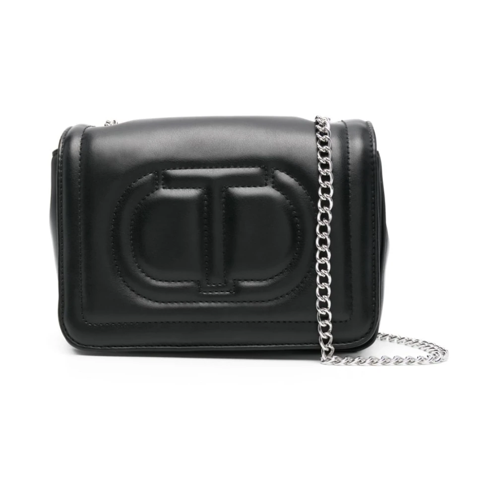 Twinset Zwarte Schoudertas Gladde Korrel Black Dames