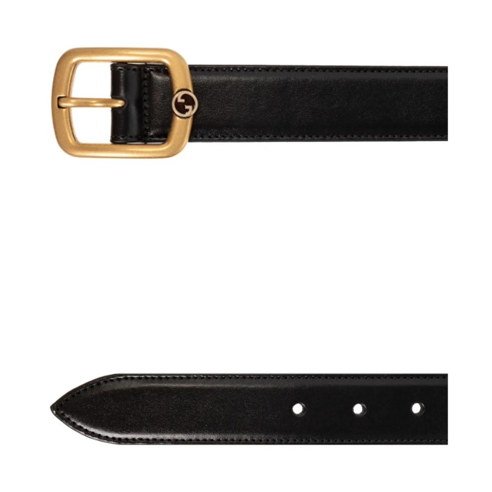 Gucci Leren Riem met Interlocking G Black Heren