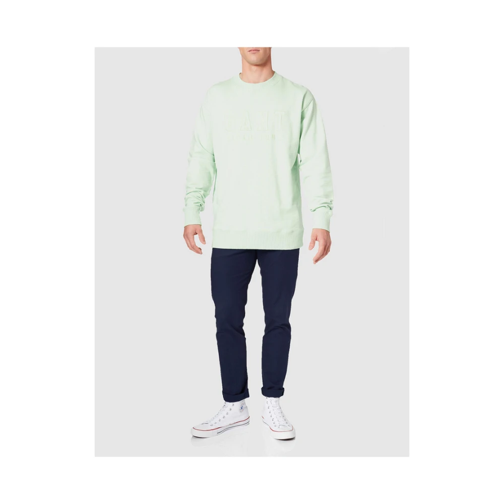 Gant Tonal Logo Sweat C-Neck Pullover Green Heren