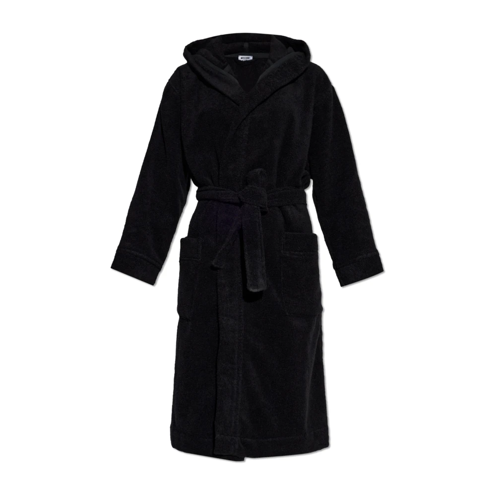 Moschino Vrouw Zwart Nachtkleding Dames, M, Katoen, Badjas Met Capuchon