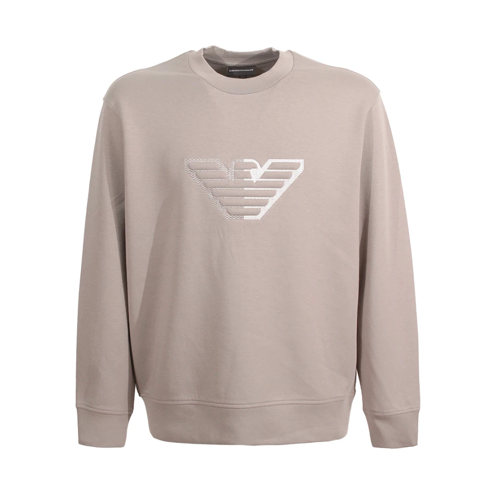 Emporio Armani Beige Crew-neck Sweatshirt med Tvåtonig Eagle Beige, Herr