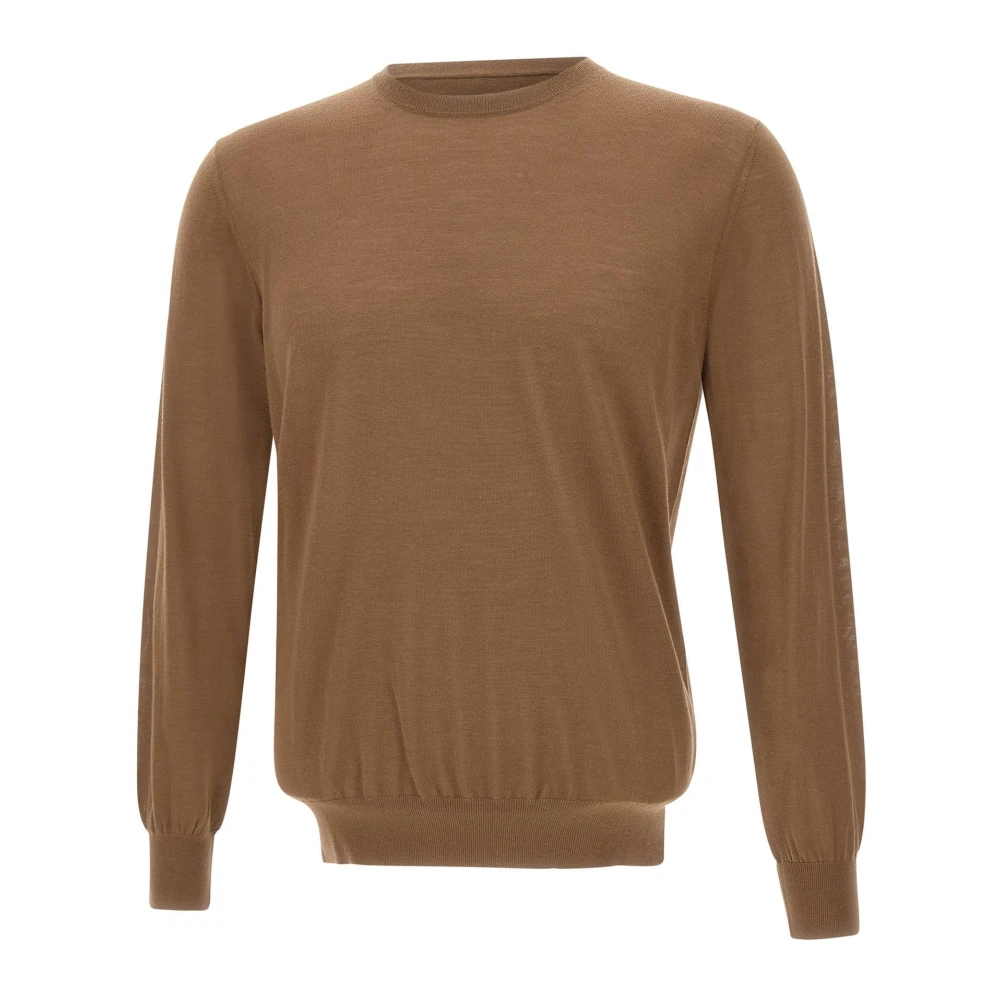 Kangra Bruine Wol Crew Neck Sweater Brown Heren