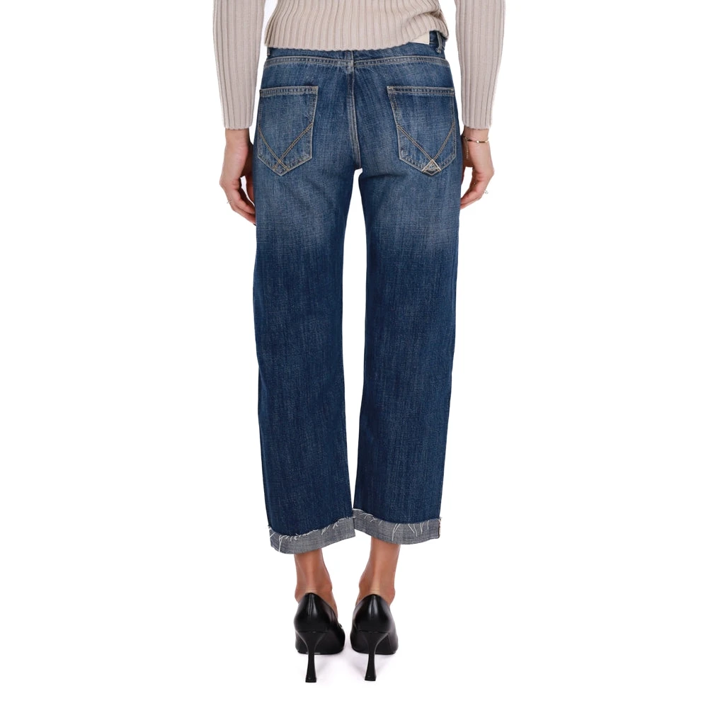 Roy Roger's Blauwe Wide Leg Cropped Jeans Blue Dames