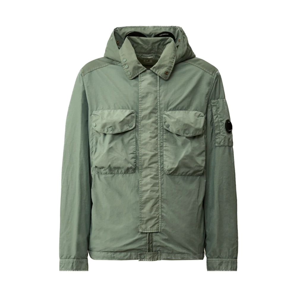 C.p. Company Men's Green Light Jackets, M, Flatt Nylon Overshirt