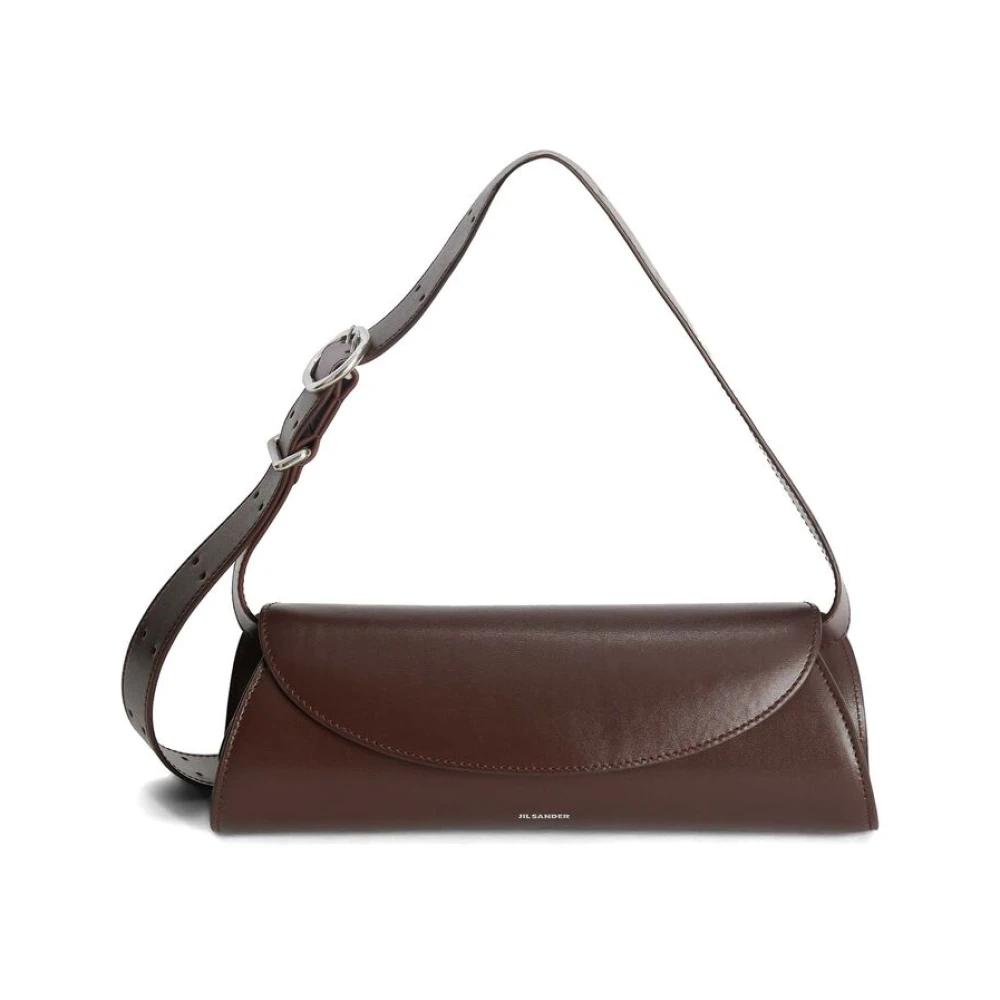Jil Sander Bruin leren trapeze schoudertas Brown Dames
