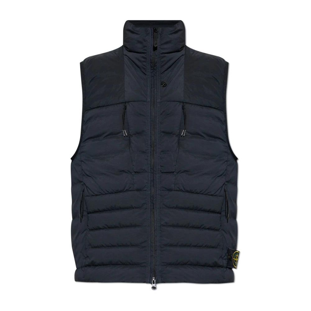 Stone Island Men's Blue Waistcoats, M, Down-Filled Turtleneck Vest