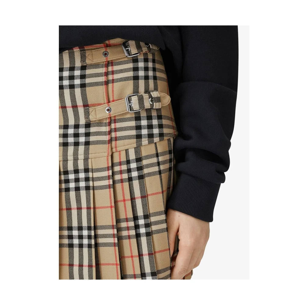 Burberry Vintage Check Wollen Rok Beige Dames