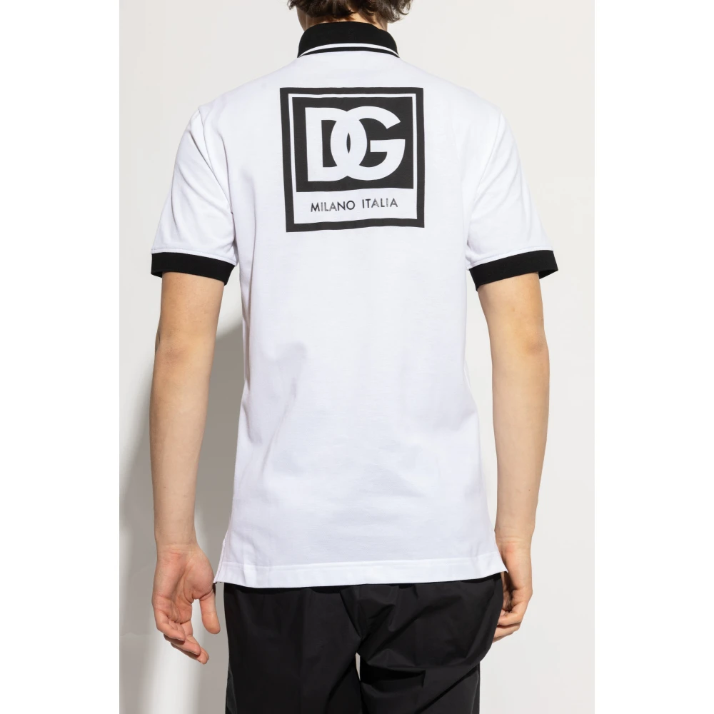 Dolce & Gabbana Polo met bedrukt logo White Heren
