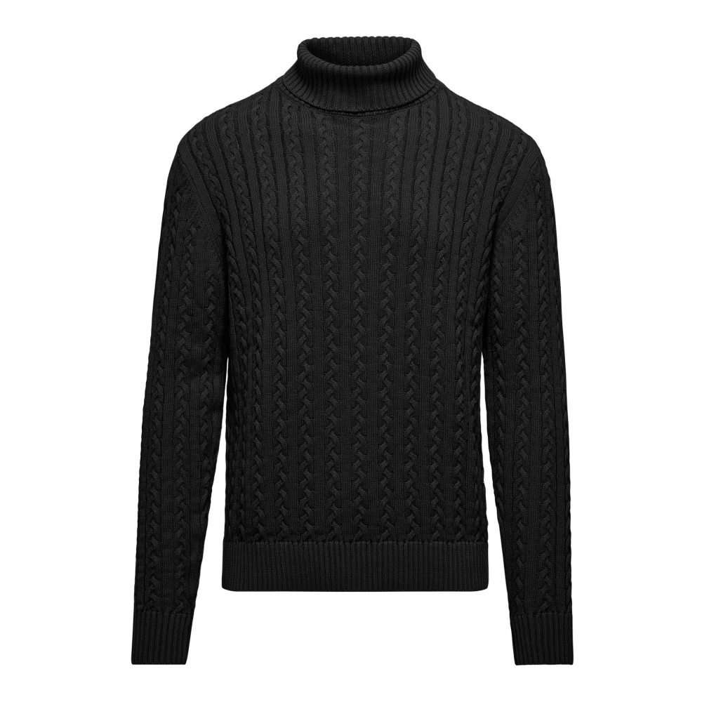 Varm Bomuld Cable Knit Mock Neck Sweater