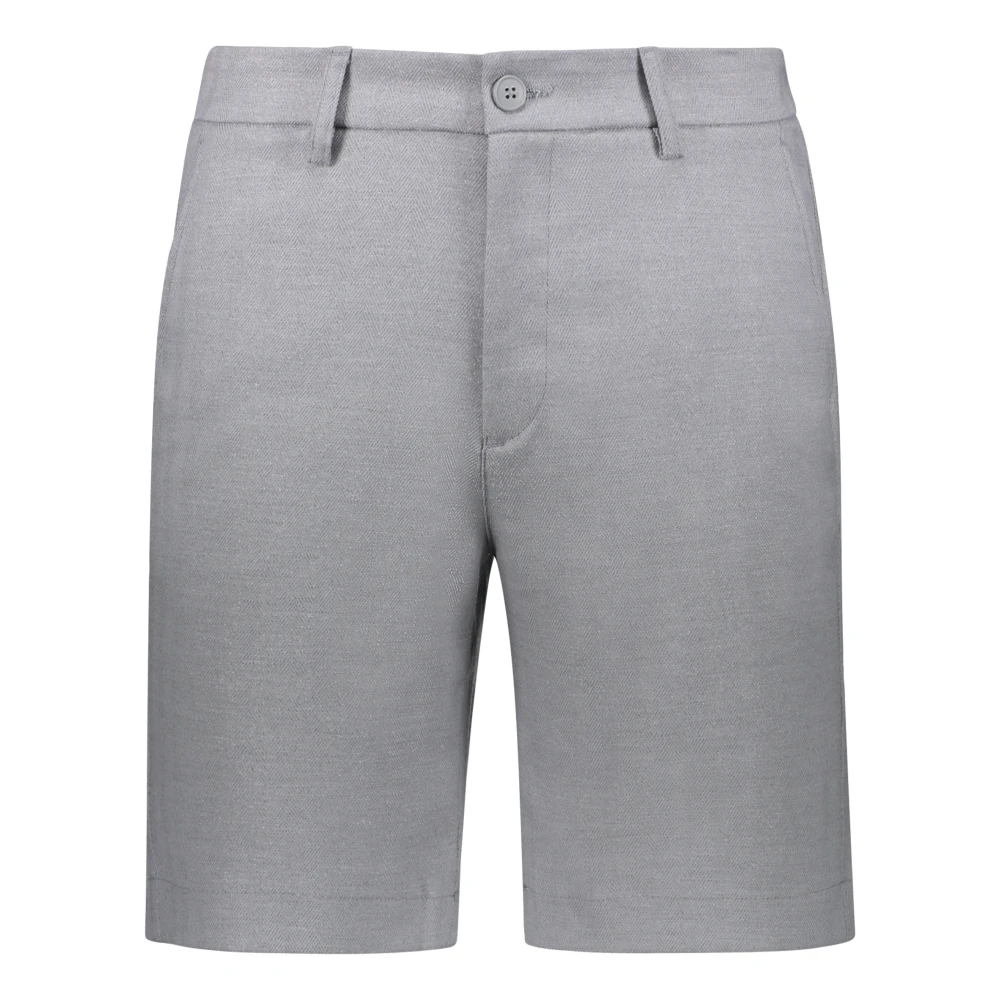 Les Deux Herringbone Bermuda Shorts Gray Heren