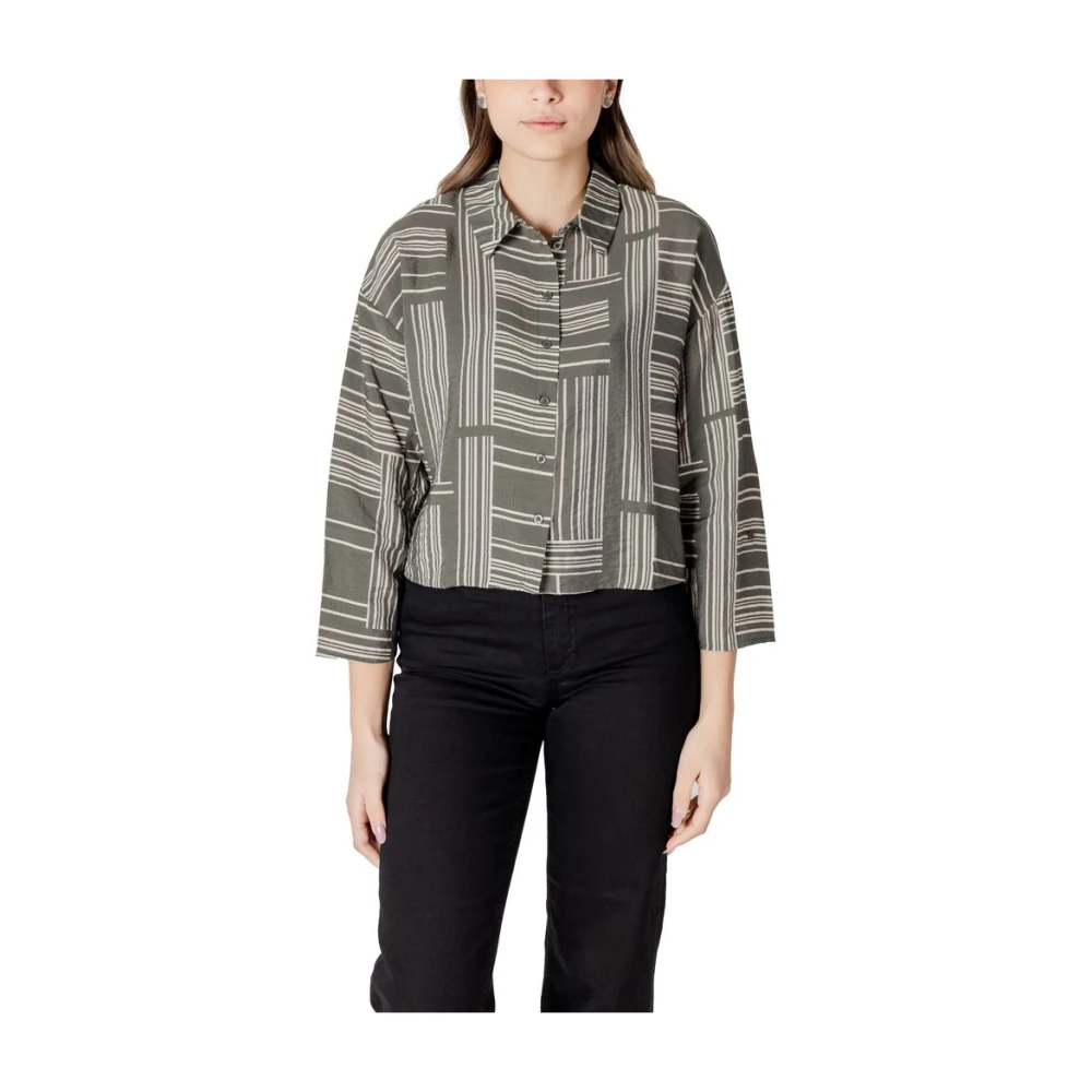 Jacqueline De Yong Women's Green Shirts, Xl, Jdytroya Life 7/8 Short Shirt Wvn Dia