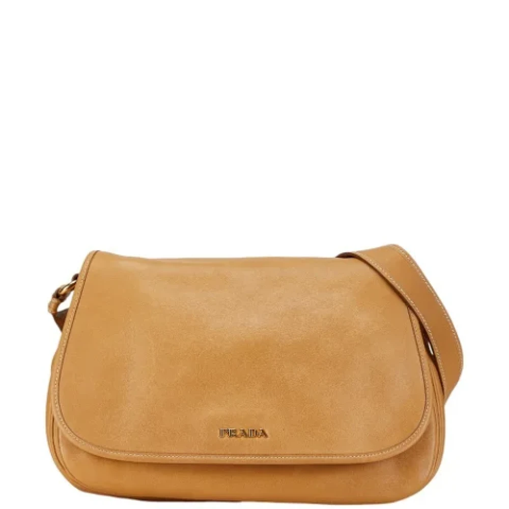 Prada Vintage Pre-owned Leather shoulder-bags Beige Dames