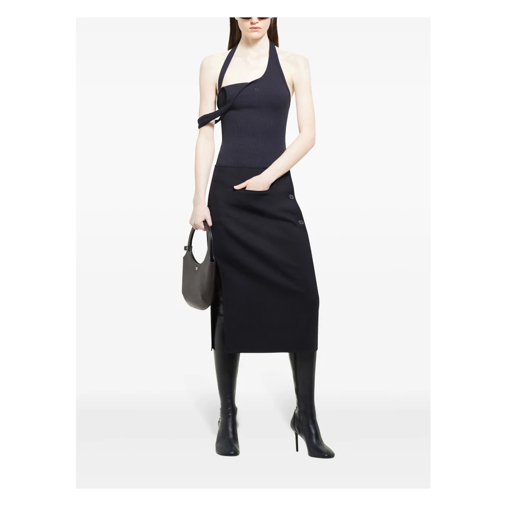 Courrèges Zwarte Geribbelde Mouwloze Top Black Dames
