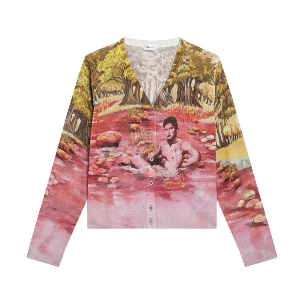 Versace Multicolor Printed Silk Cardigan - Female - Cardigans - S - Knitwear