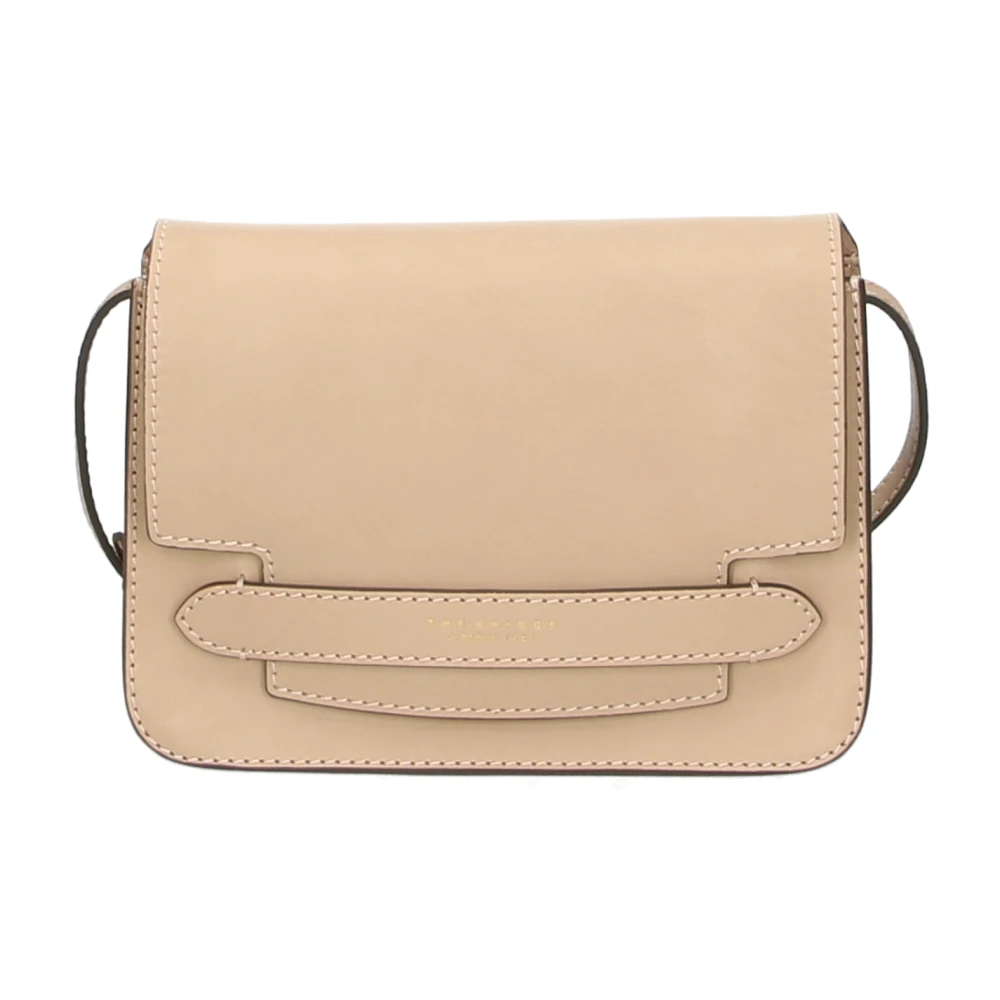 The Bridge Beige Leren Schoudertas met Magnetische Clip Beige Dames