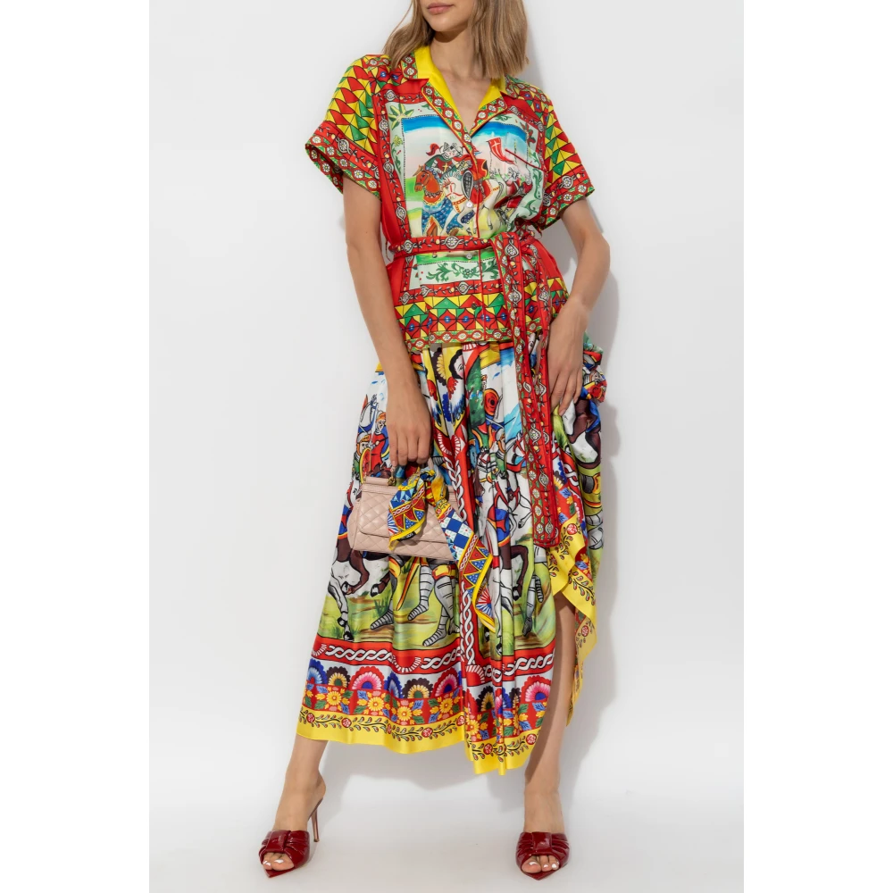 Dolce & Gabbana Zijden rok met Carretto-patroon Multicolor Dames