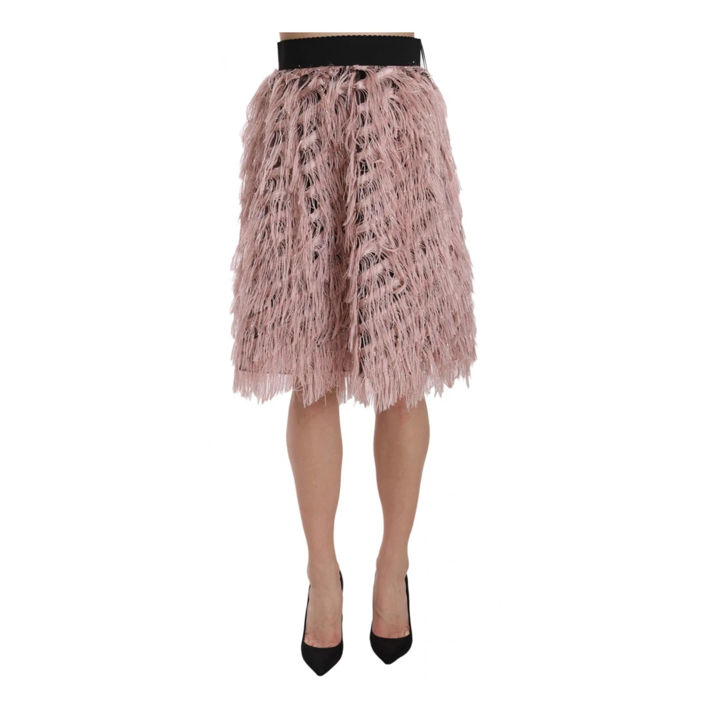Dolce & Gabbana Women's Pink High Waist Skirt - Midi Skirts - M - Skirts